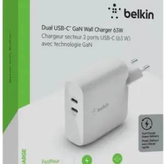image #1 of מטען קיר USB-C כפול Belkin Boost Charge GaN 18W+45W - צבע לבן