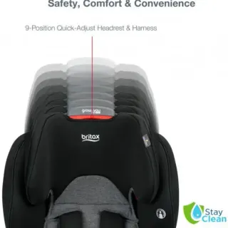 image #7 of כסא בטיחות משולב בוסטר עם בד דוחה כתמים וזיעה Britax Grow With You ClickTight Stay Clean - צבע שחור/אפור