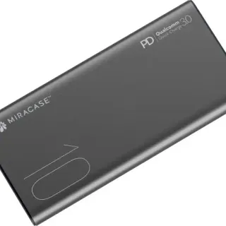 image #1 of סוללה ניידת עם טעינה מהירה Miracase 10000mAh USB-C 2xUSB-A 3.0 - צבע אפור / סגול