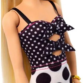 image #3 of ברבי פאשניסטה - ברבי עם שמלה מנוקדת ושיער בלונדיני מבית Mattel 