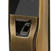 image #0 of מנעול חכם עם טביעת אצבע, קוד אישי וצ'יפ קירבה Elock Premium - צבע Coffee Gold