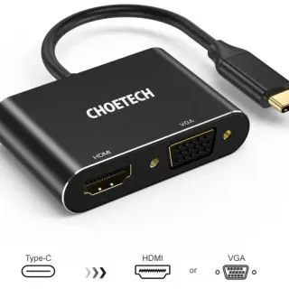 image #2 of תחנת עגינה Choetech 2 In 1 USB Type-C To HDMI + VGA