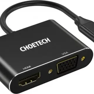 image #0 of תחנת עגינה Choetech 2 In 1 USB Type-C To HDMI + VGA