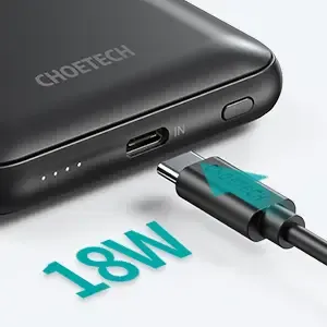 image #15 of סוללה ניידת 10000mAh עם כבלי USB-C ו-Lightning מובנים Choetech B688-CC-BK