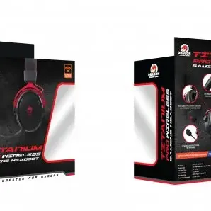 image #1 of אזניות גיימינג אלחוטיות Dragon Titanium Pro Wireless Gaming Headset - צבע שחור/אדום