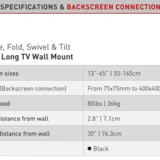 image #3 of זרוע ברקן 4 תנועות ארוכה במיוחד למסכי טלוויזיה שטוחים/ קעורים - סיבוב בקיר, קיפול סיבוב במסך והטייה עד 65 אינטש Barkan BM343XL