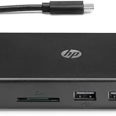 image #1 of תחנת עגינה HP Travel USB-C Port Hub 4xUSB-A USB-C HDMI Ethernet SD MicroSD - שחור