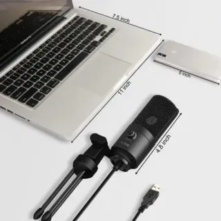image #2 of מיקרופון שולחני עם מעמד Fifine K669B USB Cardioid Condenser - צבע שחור