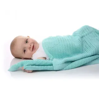 image #3 of שמיכה סרוגה לתינוקות 75X100 ס''מ Little Penguin - צבע כחול