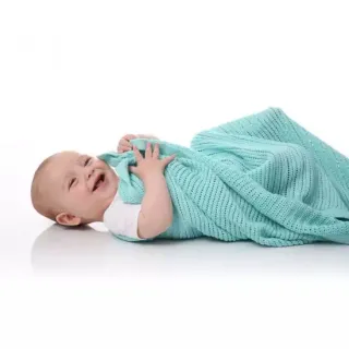 image #4 of שמיכה סרוגה לתינוקות 75X100 ס''מ Little Penguin - צבע כחול