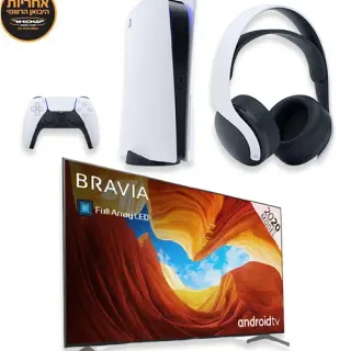 image #0 of טלוויזיה חכמה Sony Bravia Gaming 100Hz Slim 75'' 4K KD-75XH9096BAEP + ערכת קונסולת Playstation 5 Bluray הכוללת שלט ואוזניות CFI-ZWH1