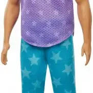 image #0 of קן שיער חום עם גופיית מאליבו סגולה ומכנסי ריצה עם הדפס כוכבים - סדרת פאשניסטה מבית Mattel