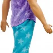 image #4 of קן שיער חום עם גופיית מאליבו סגולה ומכנסי ריצה עם הדפס כוכבים - סדרת פאשניסטה מבית Mattel