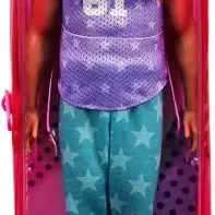 image #5 of קן שיער חום עם גופיית מאליבו סגולה ומכנסי ריצה עם הדפס כוכבים - סדרת פאשניסטה מבית Mattel