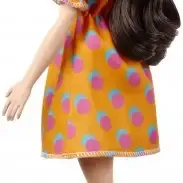 image #7 of ברבי שיער חום עם שמלת נקודות כתומה - סדרת פאשניסטה מבית Mattel