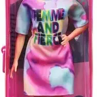 image #2 of ברבי שיער חום עם חולצת-שמלה צבועה - סדרת פאשניסטה מבית Mattel 