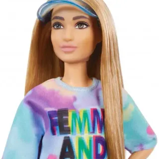 image #5 of ברבי שיער חום עם חולצת-שמלה צבועה - סדרת פאשניסטה מבית Mattel 