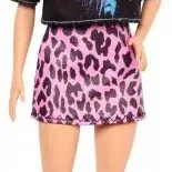 image #2 of ברבי פאשניסטה - בלונדינית עם חולצת רוק וחצאית ורודה מנומרת מבית Mattel 