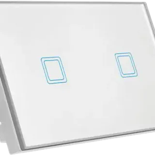 image #0 of מפסק תאורה Wi-Fi חכם תחת הטיח Semicom - שניי מתגים - זכוכית לבנה