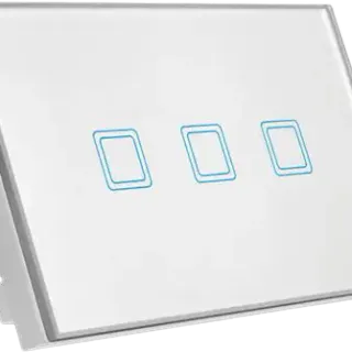 image #0 of מפסק תאורה Wi-Fi חכם תחת הטיח Semicom - שלושה מתגים - זכוכית לבנה