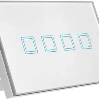 image #0 of מפסק תאורה Wi-Fi חכם תחת הטיח Semicom - ארבעה מתגים - זכוכית לבנה