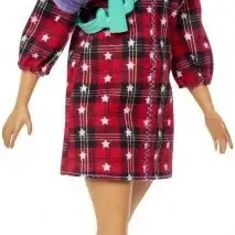 image #0 of ברבי שיער סגול עם שמלת משבצות בצבע אדום - סדרת פאשניסטה מבית Mattel