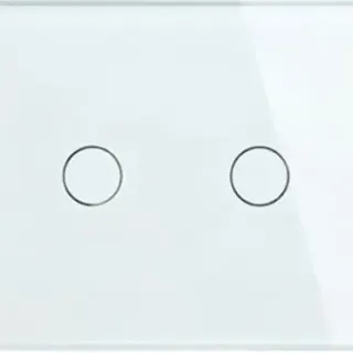 image #1 of מתג חכם לתאורה/תרחיש 2 לחצנים עם אפשרות הפעלה ידנית בטאצ' להתקנה בקופסא מלבנית 3 מודול NISKO Smart - זכוכית לבנה