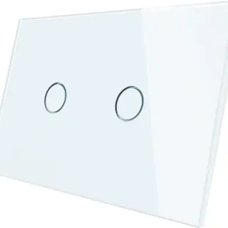 image #2 of מתג חכם לתאורה/תרחיש 2 לחצנים עם אפשרות הפעלה ידנית בטאצ' להתקנה בקופסא מלבנית 3 מודול NISKO Smart - זכוכית לבנה