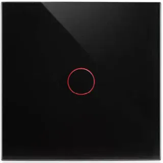 image #2 of מתג חכם לתאורה/תרחיש לחצן יחיד עם אפשרות הפעלה ידנית בטאצ' להתקנה בקופסא עגולה 55 NISKO Smart - זכוכית שחורה