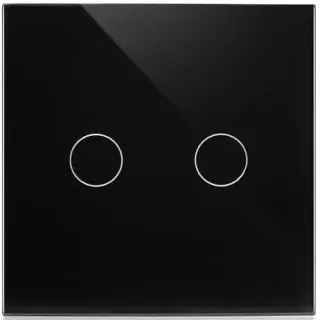 image #2 of מתג חכם לתאורה/תרחיש 2 לחצנים עם אפשרות הפעלה ידנית בטאצ' להתקנה בקופסא עגולה 55 NISKO Smart - זכוכית שחורה