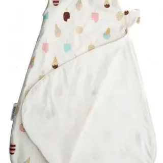 image #4 of שק שינה לחורף לתינוק - גילאים 0-6 חודשים דגם גלידה Little Penguin - לבן מודפס