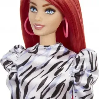 image #6 of ברבי שיער אדמוני עם שמלה קצרה בגווני סגול שחור - סדרת פאשניסטה מבית Mattel