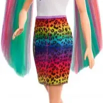 image #2 of ברבי שיער צבעי הקשת וחצאית מנומרת - מבית Mattel