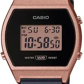 image #0 of שעון יד דיגיטלי לנשים עם רצועת סיליקון שחורה Casio LW-204-1ADF - זהב ורוד