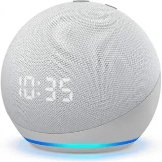 image #2 of רמקול חכם Echo Dot (דור 4) עם צג שעון Amazon - צבע לבן