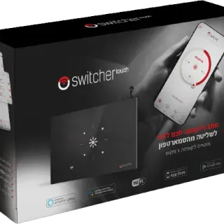 image #1 of מפסק חכם לדוד שמש Switcher Touch - מתאים לקופסאת גיוויס 3 מקום - זכוכית שחורה