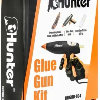 image #2 of ערכת אקדח דבק חם 80W עם חבילת דבקים וסכין יפנית בתיק בד Hunter 100700-004 