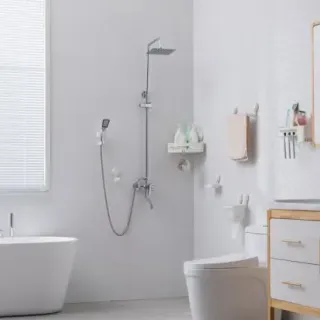 image #8 of מתלה ואקום לדוש מקלחת מבית Bpatent - צבע לבן