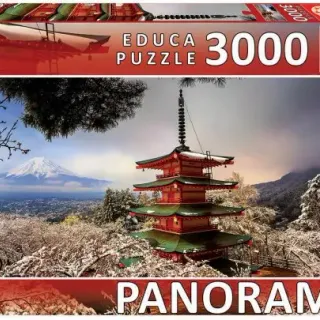 image #0 of פאזל פנורמה 3000 חלקים מבית Educa - הר פוג'י והפגודה בהוריו ג'י יפן
