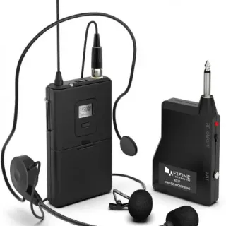 image #0 of סט מערכת אלחוטית עם מיקרופון דש ואוזניות Fifine K037B - צבע שחור