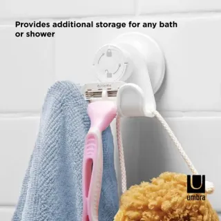 image #3 of וו ואקום כפול לאמבטיה Umbra Flex - צבע לבן