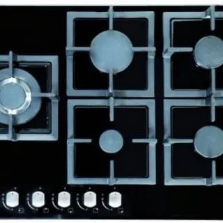 image #0 of כיריים גז 5 להבות בישול Ly Vent HOHO-T-685-BL זכוכית שחורה