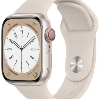 image #0 of שעון חכם Apple Watch 41mm Series 8 GPS + Cellular צבע שעון Starlight Aluminum Case צבע רצועה Starlight Sport Band