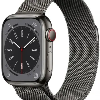image #0 of שעון חכם Apple Watch 41mm Series 8 GPS + Cellular צבע שעון Graphite Stainless Steel Case צבע רצועה Graphite Milanese Loop