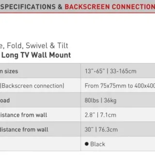 image #3 of מציאון ועודפים - זרוע ברקן 4 תנועות ארוכה במיוחד למסכי טלוויזיה שטוחים/ קעורים - סיבוב בקיר, קיפול סיבוב במסך והטייה עד 65 אינטש Barkan BM343XL
