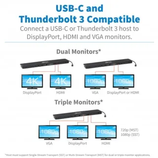 image #2 of תחנת עגינה  Tripp Lite USB-C Dock Triple Display U442-DOCK7D-B - צבע שחור
