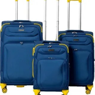 image #0 of סט מזוודות בד 20+24+28 אינץ' דגם Napolitano מבית Camel Mountain - צבע כחול וצהוב