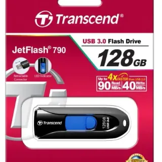 image #1 of זיכרון נייד Transcend JetFlash 790K USB 3.0 - דגם TS128GJF790K - נפח 128GB - צבע שחור