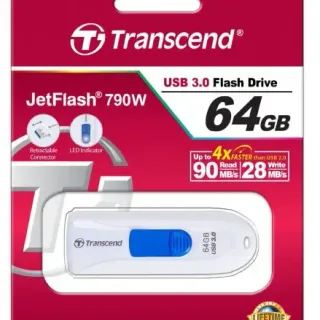 image #4 of זיכרון נייד Transcend JetFlash 790W USB 3.0 - דגם TS64GJF790W - נפח 64GB - צבע לבן