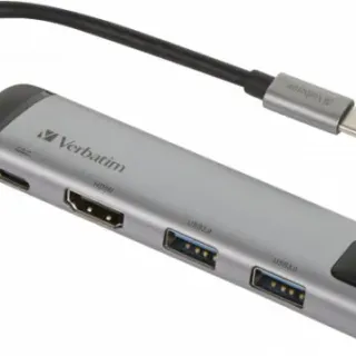 image #0 of מפצל USB-C לחיבורי Verbatim USB 3.0 HDMI 4K Ethernet USB-C